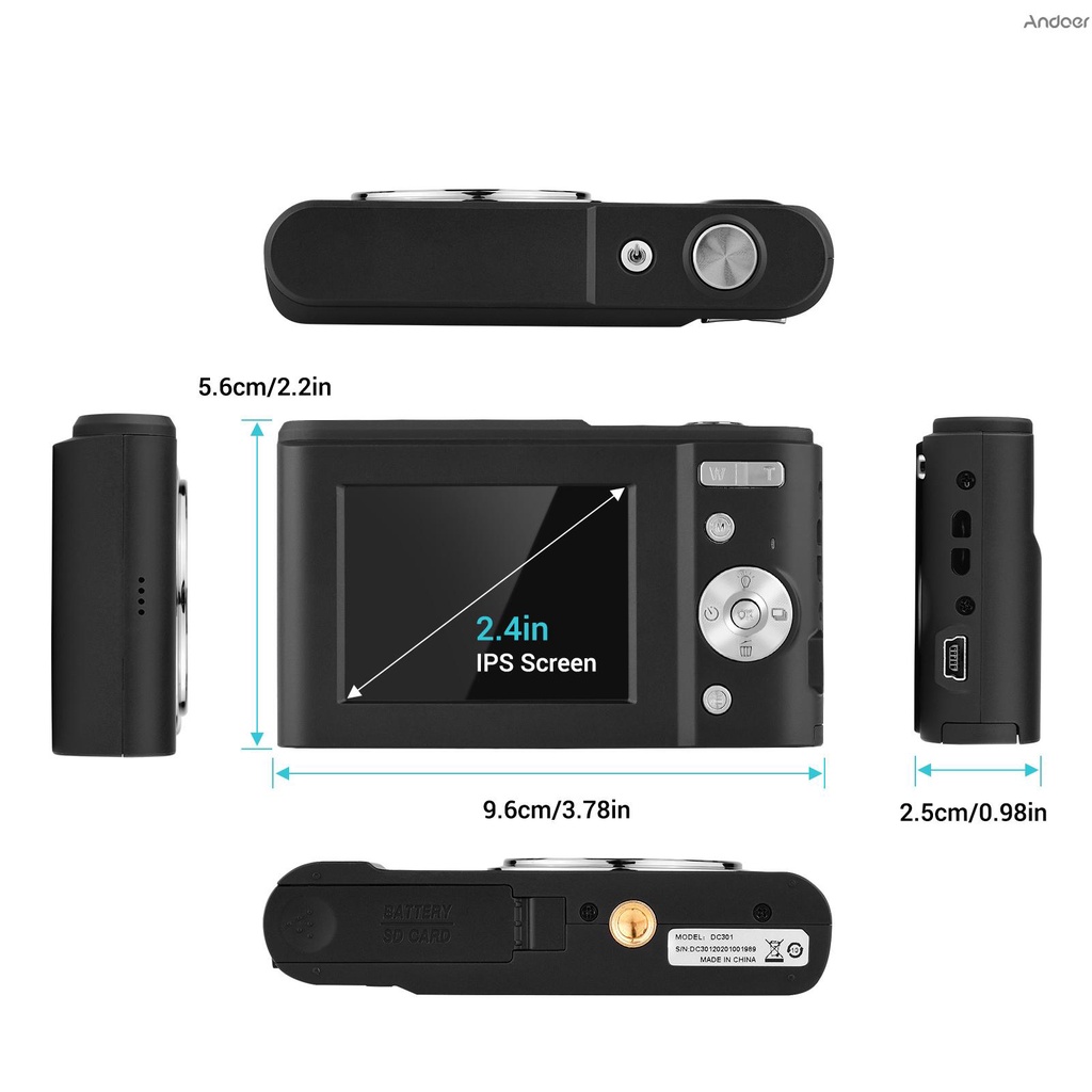 Andoer Máy Ảnh Kỹ Thuật Số 36mp 1080p 2.4-inch Ips 16x Zoom 128gb Kèm 2 Túi Đựng Chống Trộm 1 / 4 | BigBuy360 - bigbuy360.vn