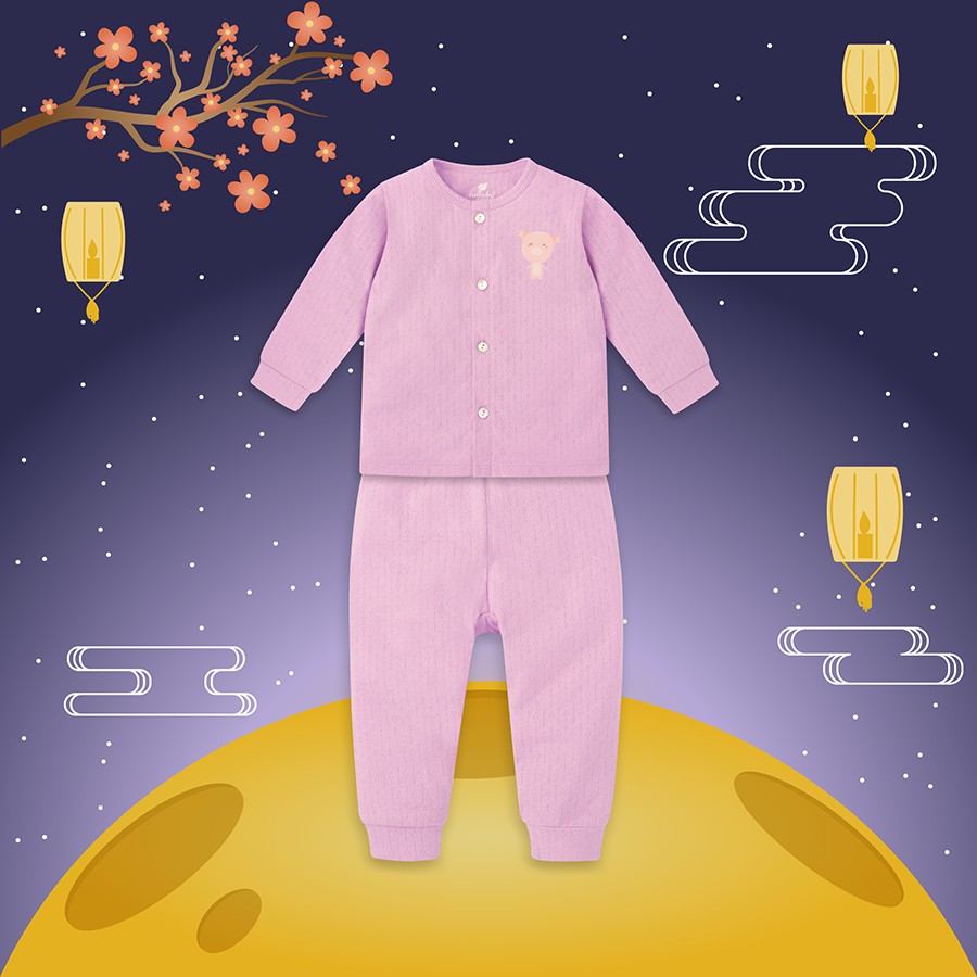 Bộ cài giữa tay dài bo bé trai, bé gái Lullaby