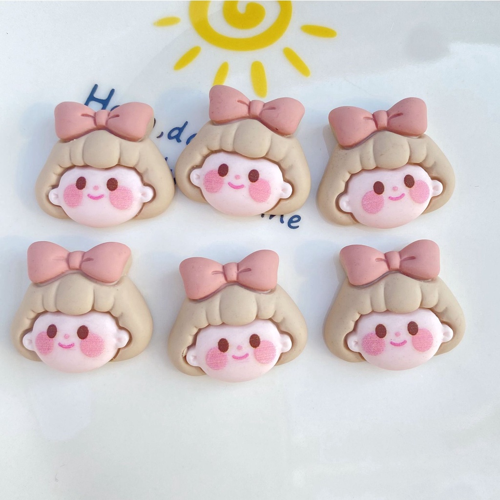 Bộ 10 Miếng Dán Trang Trí Điện Thoại/ Giày Dép Hình Đầu Cô Gái Dễ Thương DIY