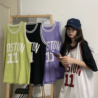  Áo thun bóng rổ nữ dáng dài rộng cổ tròn in chữ thể thao cá tính 