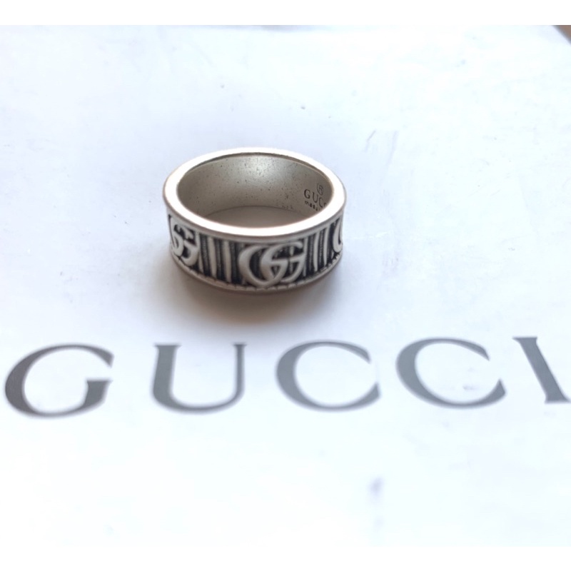 Nhẫn Uniex Gucci Logo Hợp Kim Titan Bạc Cao Cấp.