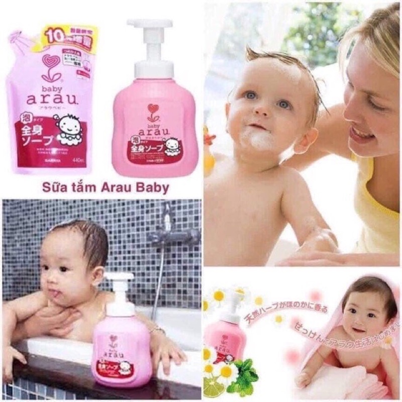 SỮA TẮM GỘI TẠO BỌT ARAU NHẬT BẢN chai 500ml/túi 400ml chiết xuất thảo mộc