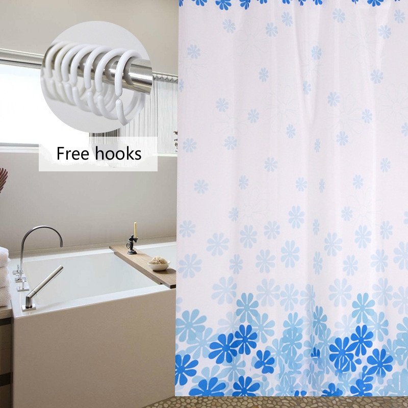 Polyester flower pattern waterproof mildew-proof shower curtain