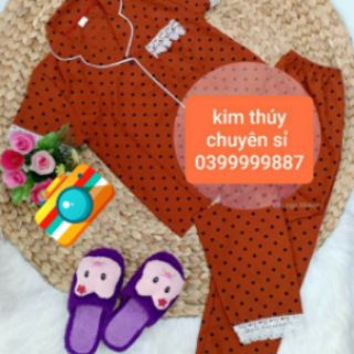 Đồ pijama tay ngắn quần dài. Chất kate lụa