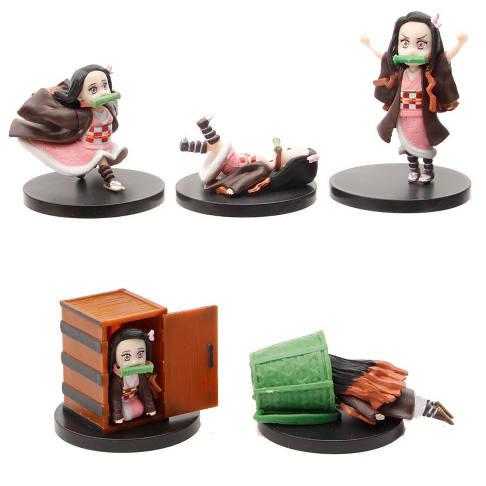 Set 5 Mô Hình Đồ Chơi Nhân Vật Hoạt Hình Demon Slayer Bằng Pvc Dễ Thương