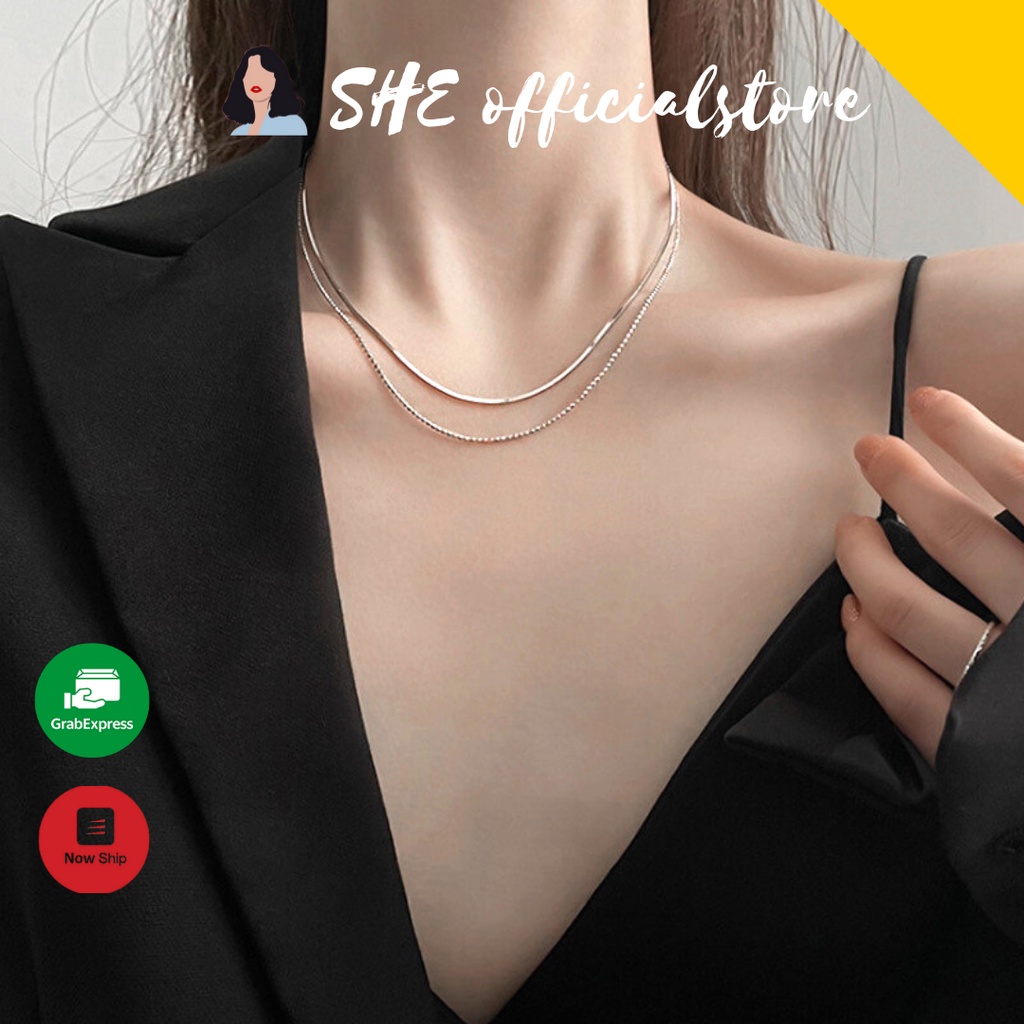 Dây chuyền, Vòng cổ vàng gold xếp chồng cổ điển Âu Mỹ sáng tạo SHE