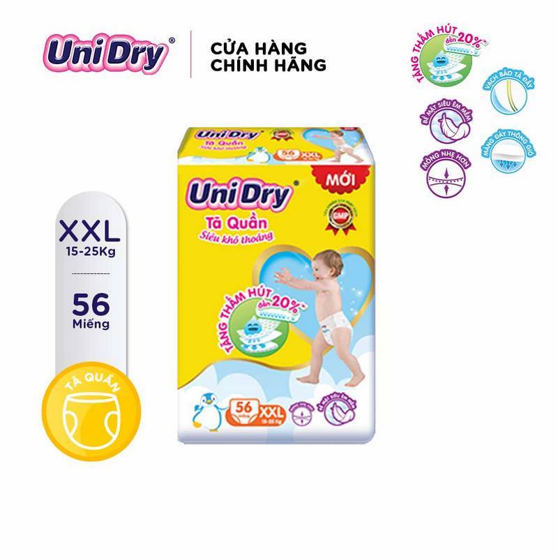 Tã quần UniDry siêu khô thoáng gói Super Jumbo M74/L68/XL62/XXL56