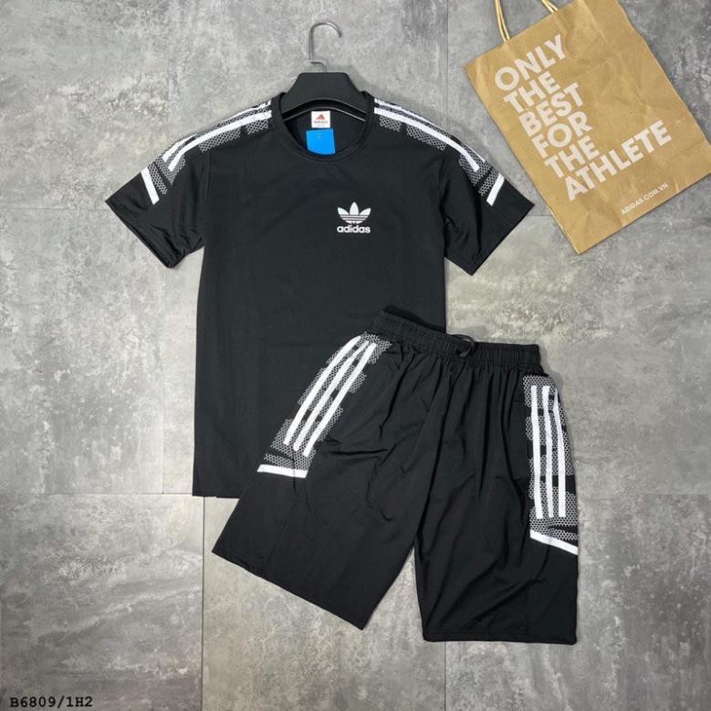 Bộ thể thao nam Adidas cộc tay cổ tròn. Bộ nam mặc hè ་