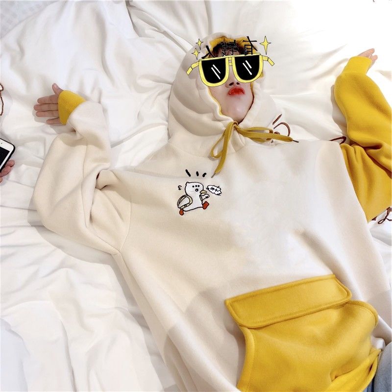 Korean fashion cute hooded sweater animal embroidery casual ulzzang