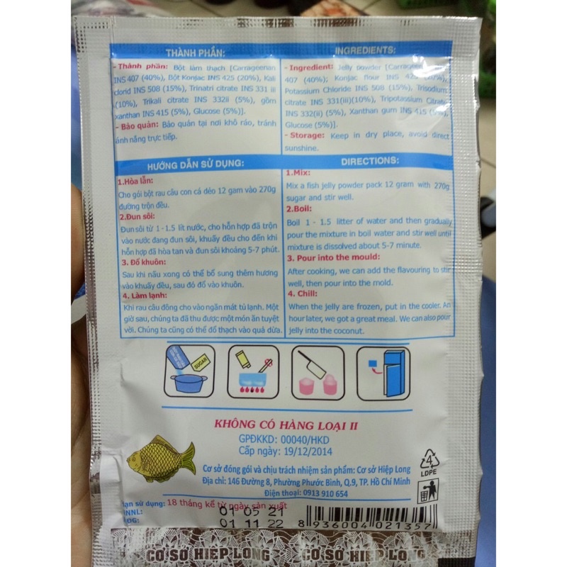 Bột rau câu con cá dẻo hiệu Hiệp Long, gói 12g