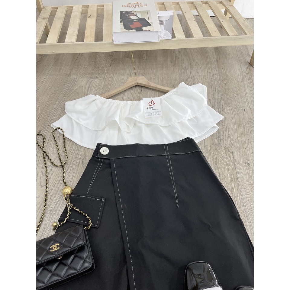 Set Trễ Vai Bèo Tầng Mix Quần Sooc | BigBuy360 - bigbuy360.vn