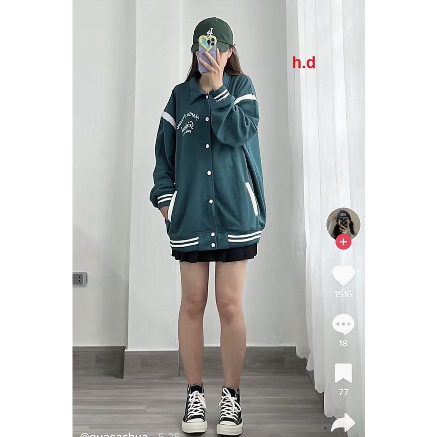 Áo khoác bomber GiBand, Áo khoác bomber  chất nỉ cotton form rộng thời trang 365