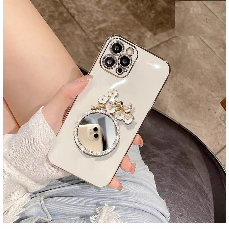 Ốp Điện Thoại Mềm Tráng Gương Hình Hoa Cho Iphone 12 pro max 11 pro max xs max xr x 13proamx plus 7p