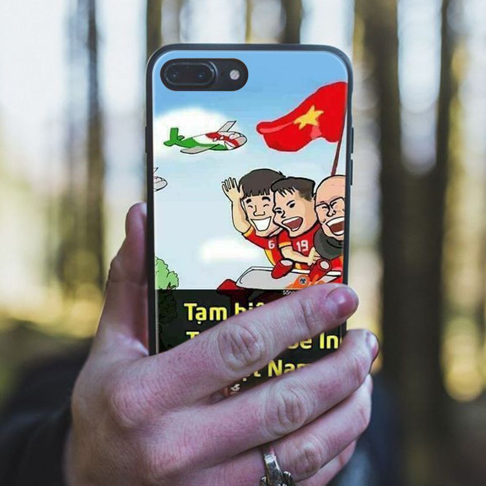 Ốp lưng kính iPhone in hình U23_Vietnam vui nhộn U23001 - Chib014 ( có đủ mã máy )