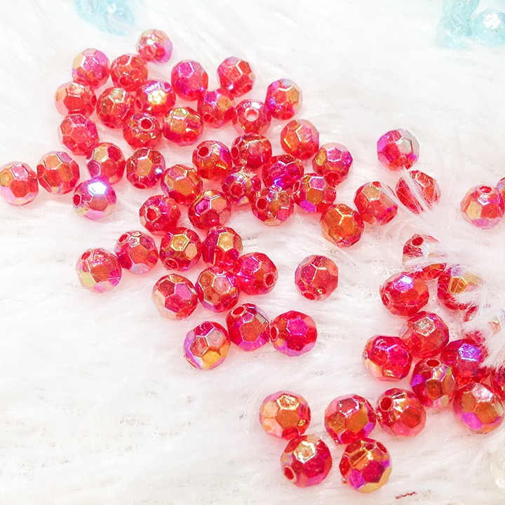 100 hạt nhựa hình pha lê lấp lánh 6mm