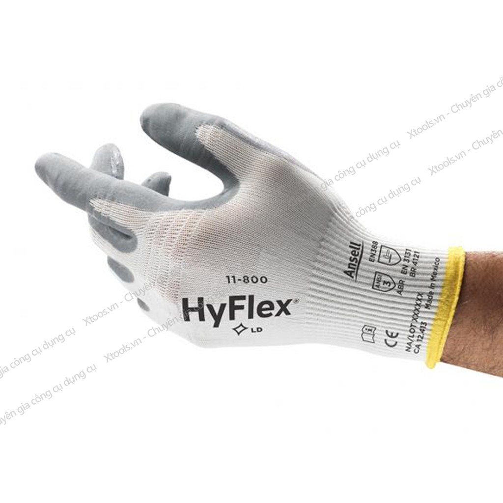 Găng tay đa năng Ansell Hyflex 11-800 găng tay bảo hộ lao động cơ khí, kỹ thuật, ôm sát tay, dễ dàng thao tác thoáng khí