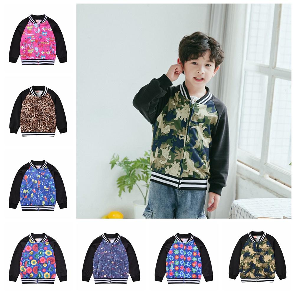 Boy Jacket Zip Long Sleeve Baby Kids Girl Baseball Uniform Camouflage Students Jacket Boys Girls Coat Outwear