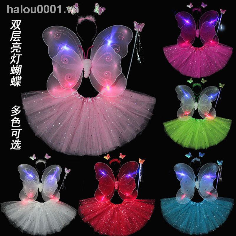 Phụ kiện hóa trang công chúa hình đôi cánh bướm bướm có đèn led đeo sau lưng cho bé gái