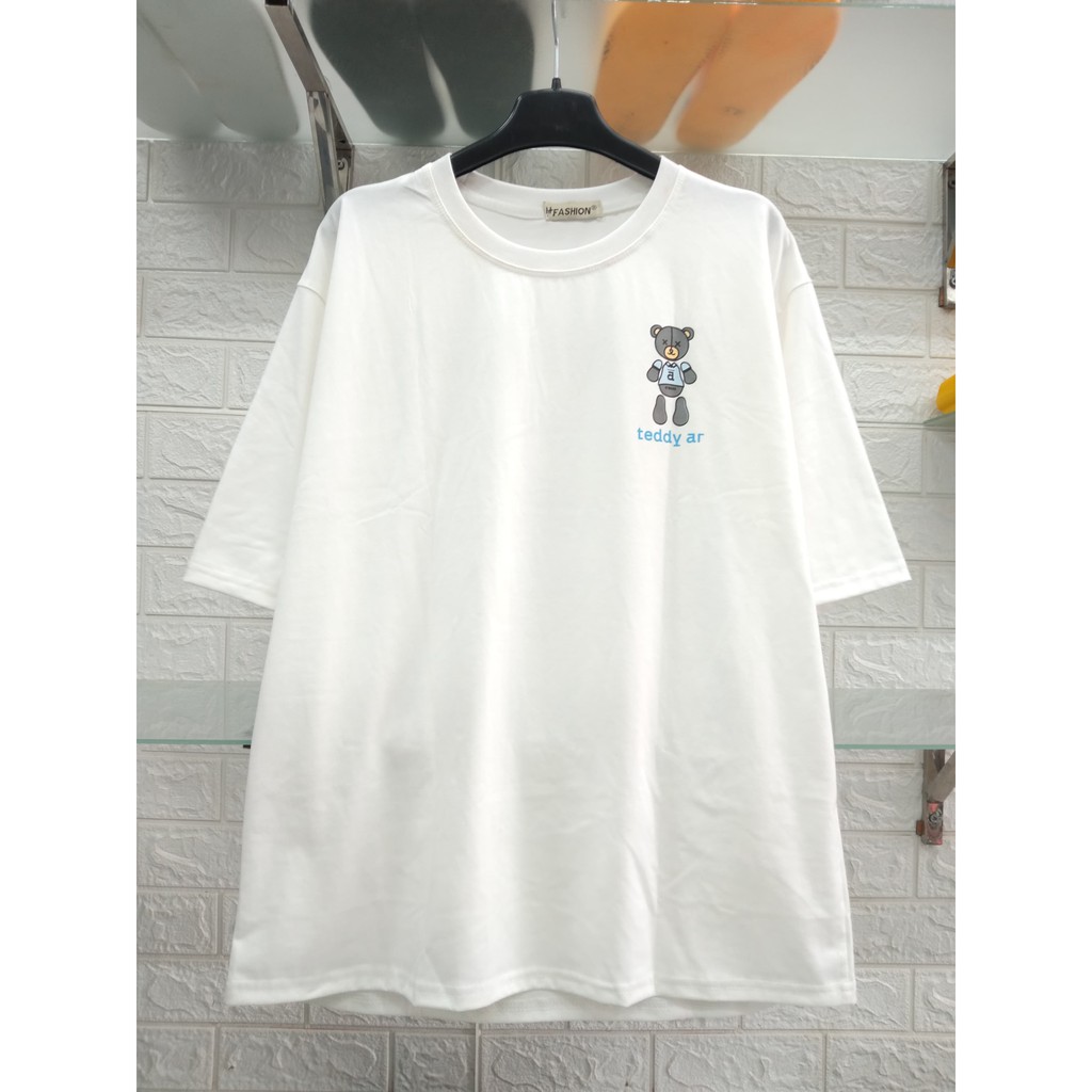 Áo thun Unisex tay lỡ dáng rộng in hình gấu Teddy chất cotton xịn co giãn 4 chiều phong cách Ulzzang | BigBuy360 - bigbuy360.vn