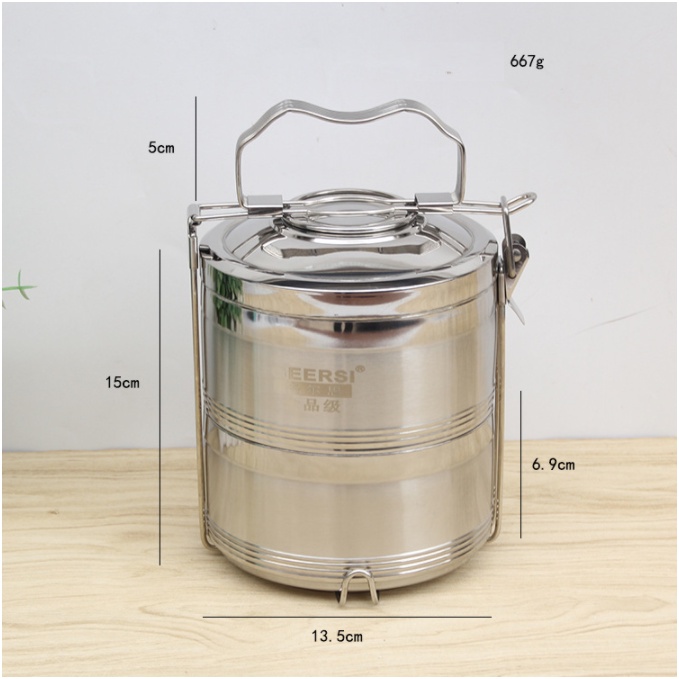 Cặp Lồng Inox 304 Hai Lớp Giữ Nhiệt Chống Bỏng - Cà Men Hai Ngăn Inox Chân Không Đựng Thức Ăn -Cơm Trưa