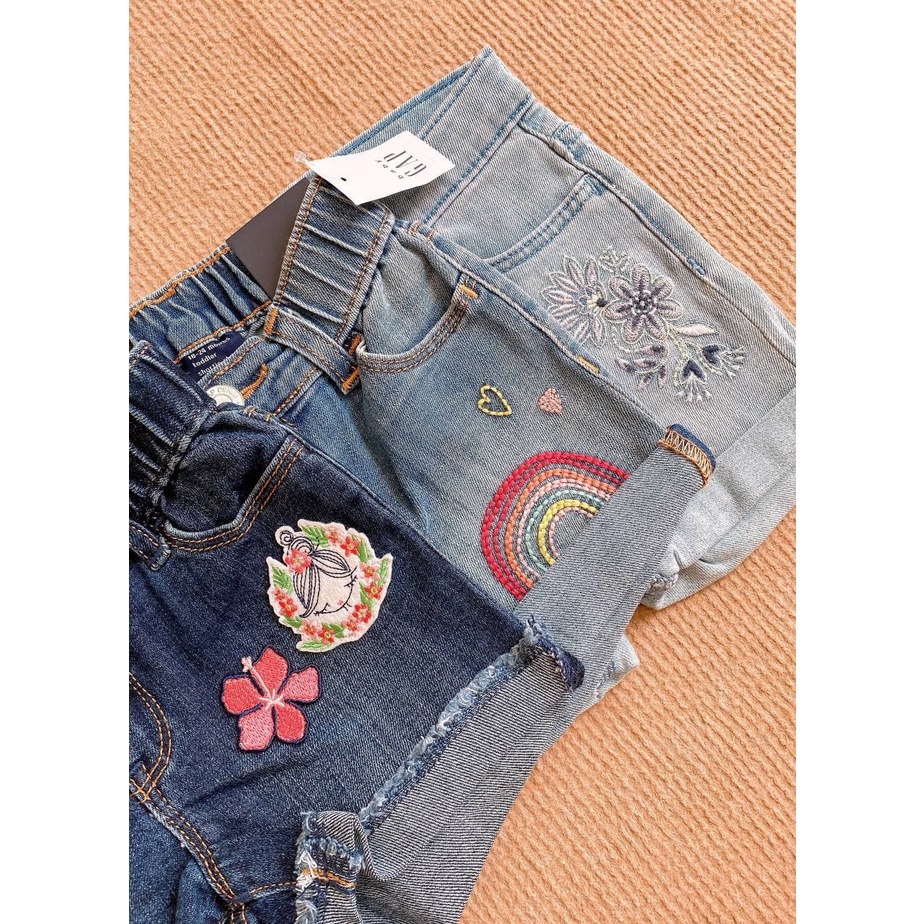 7-18kg Quần Short Jean Bé Gái GP - Xanh Hoa Cầu Vồng