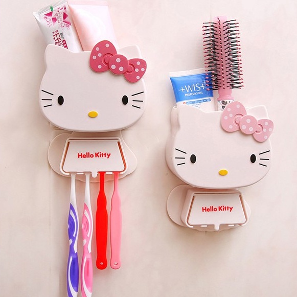 Hộp Đựng Bàn Chải - Giá Kệ đựng bàn chải đánh răng Hello Kitty dán tường trong nhà tắm T2 - GIADUNGHANOI39