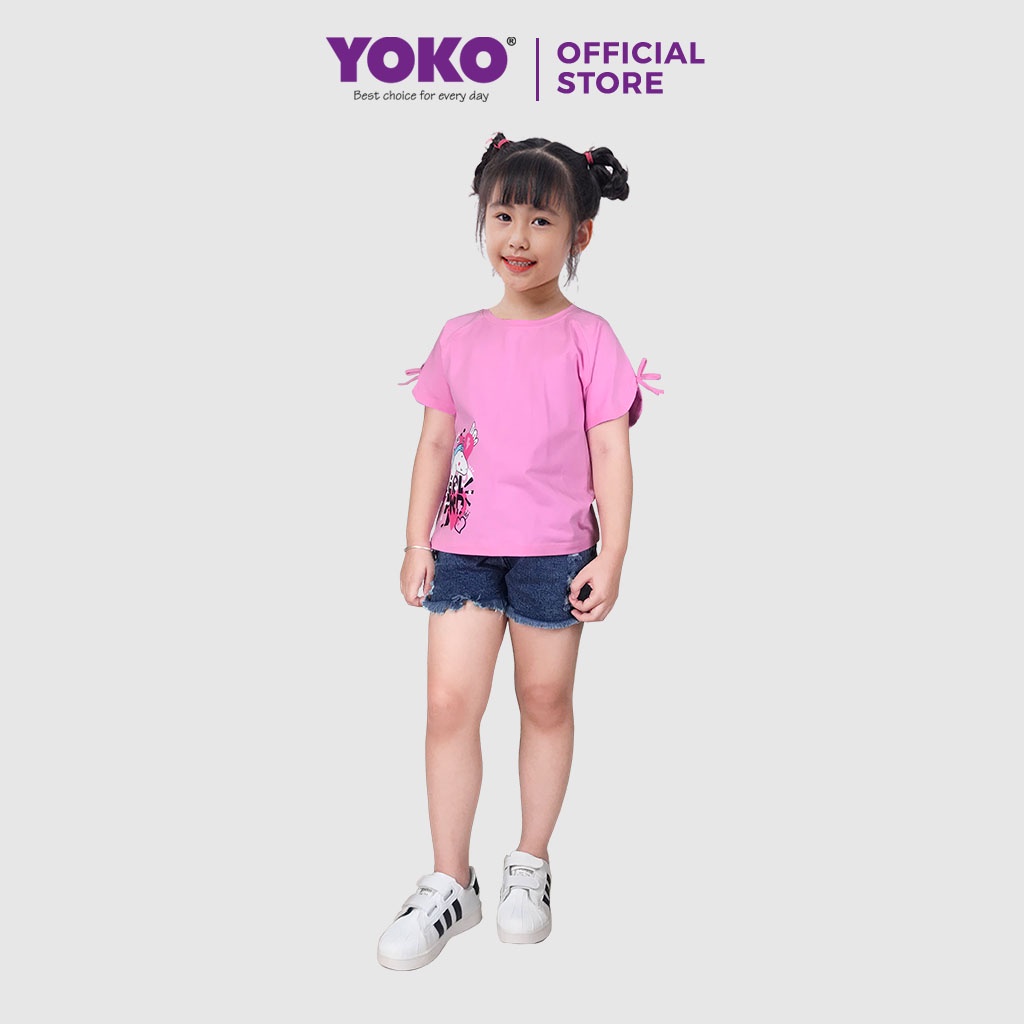 Bộ Quần Áo Thun Bé Gái Tay Ngắn Quần Jean (1-5 Tuổi) YOKO KID’S FASHION 21369G