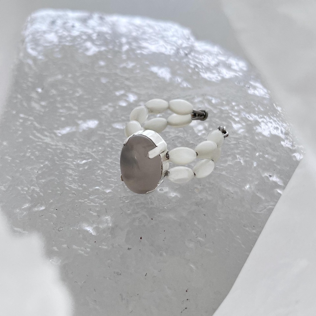 Nhẫn Hở Hai Lớp Đính Đá Mắt Mèo Phong Cách Âu Mỹ Cá Tính