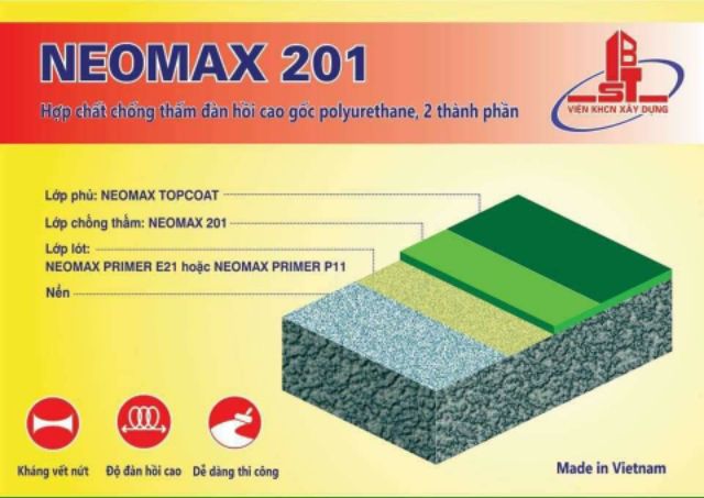 Neomax® Primer P11 là lớp lót gốc polyurethane loại 5kg  sử dụng làm lớp lót sơn chống thấm cho sàn mái, nhà vệ sinh