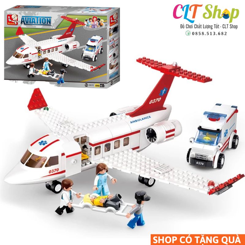 Đồ chơi xếp hình lego máy bay Airbus Plane cứu hộ cứu thương Sluban B0370 335 chi tiết CLTShop
