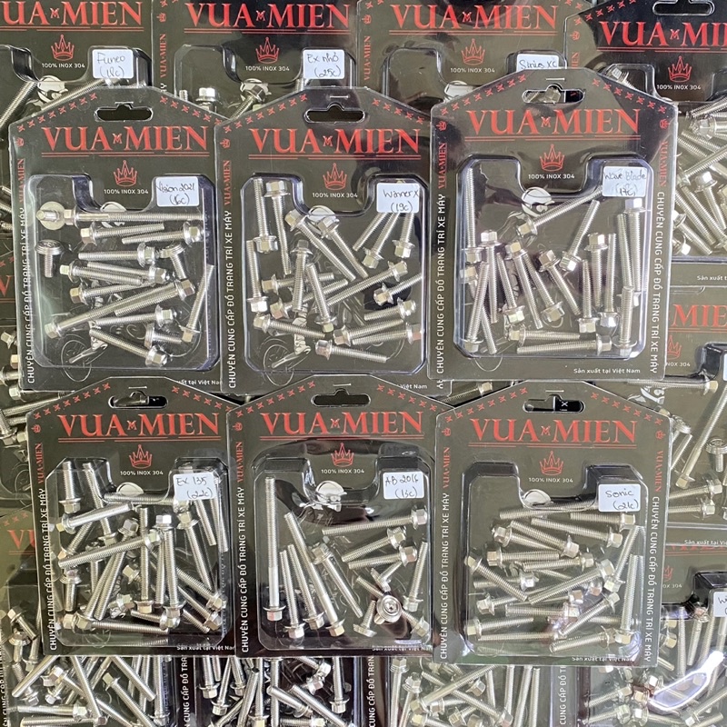 Full các bộ ốc lốc máy mẫu Thái Vua Miên chuẩn inox 304 cho tất cả các dòng xe Honda Yamaha Suzuki..