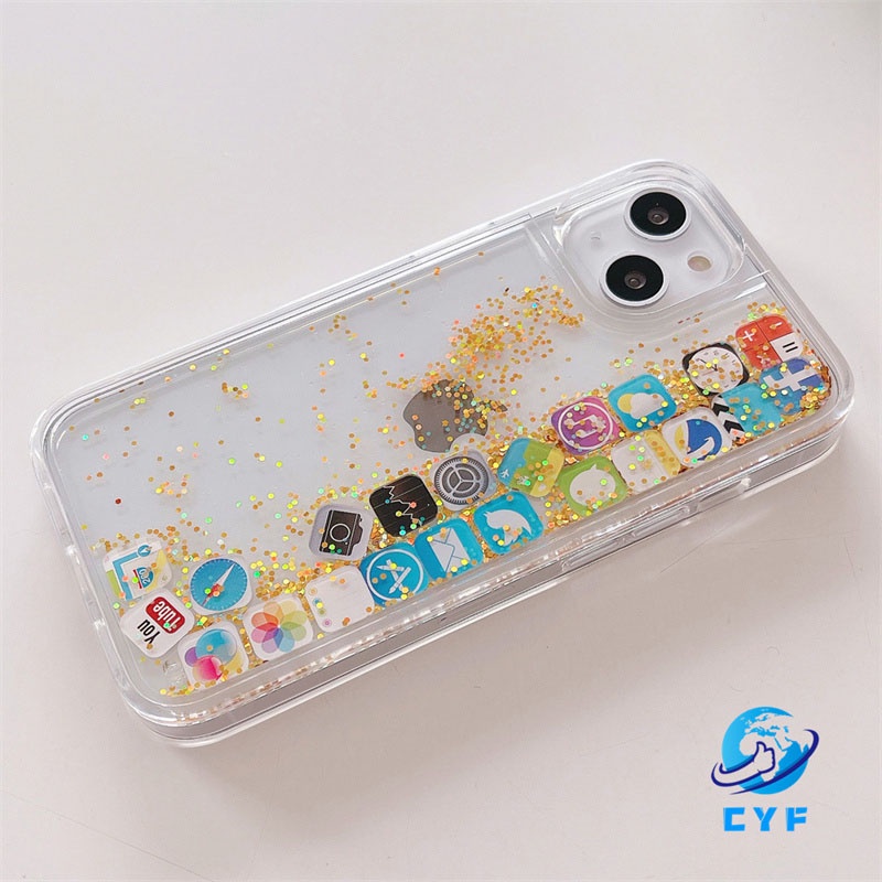 Ốp Điện Thoại Silicone Dẻo Kim Tuyến Chảy Vàng Cho Iphone14 13 12 11 Pro Max 14Plus