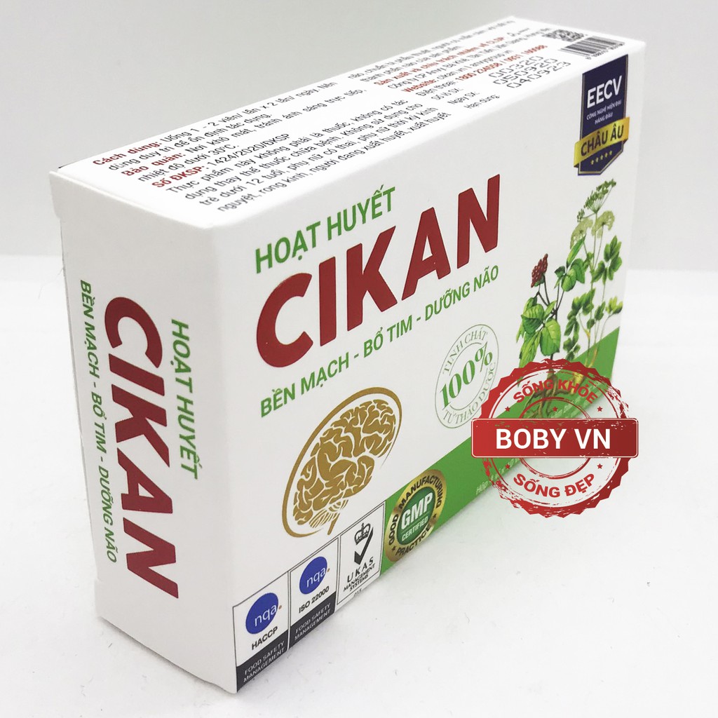 Hoạt huyết Cikan Bền mạch - Bổ tim - Dưỡng não (Hộp 4 vỉ x 10 viên) - Boby