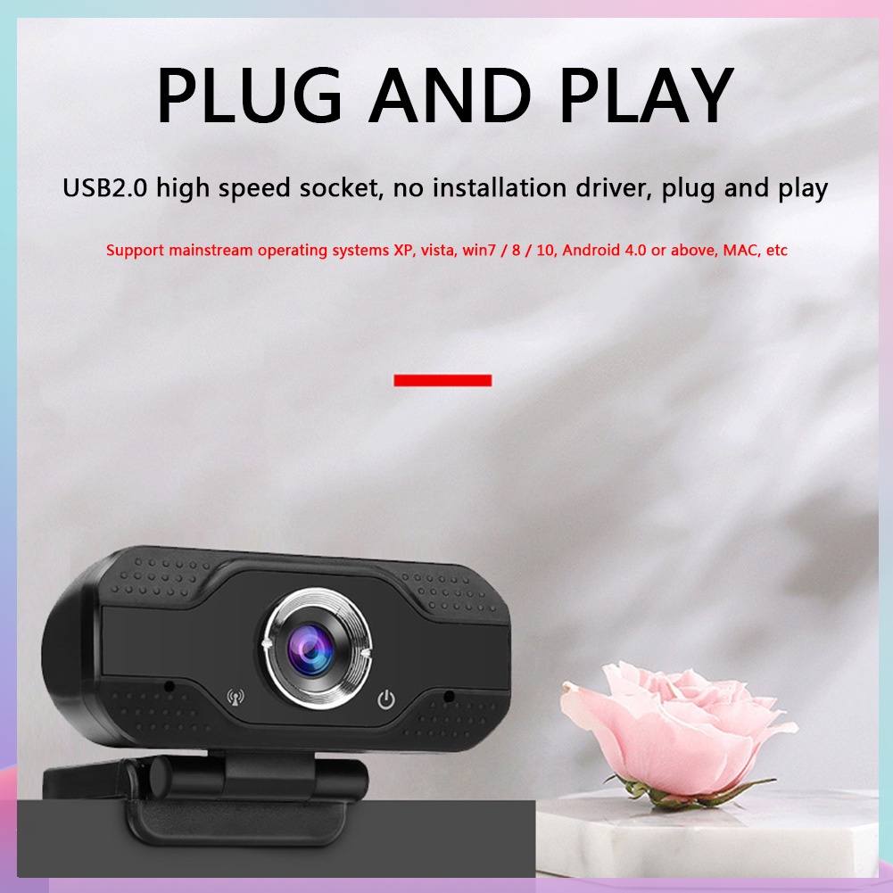 Webcam USB 2MP 1080P HD kèm micro hỗ trợ phát sóng trực tuyến | BigBuy360 - bigbuy360.vn