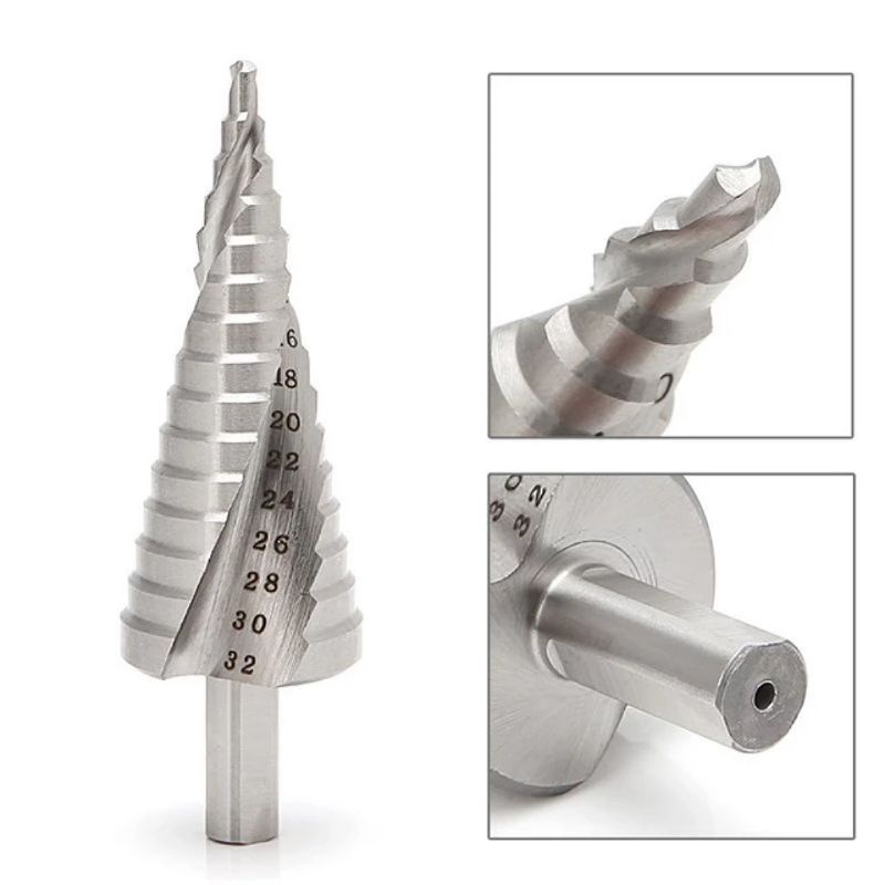 Bộ 3 Mũi Khoan Tháp Xoắn Trắng 4 - 12/20/32mm Thép HSS Phủ Titanium