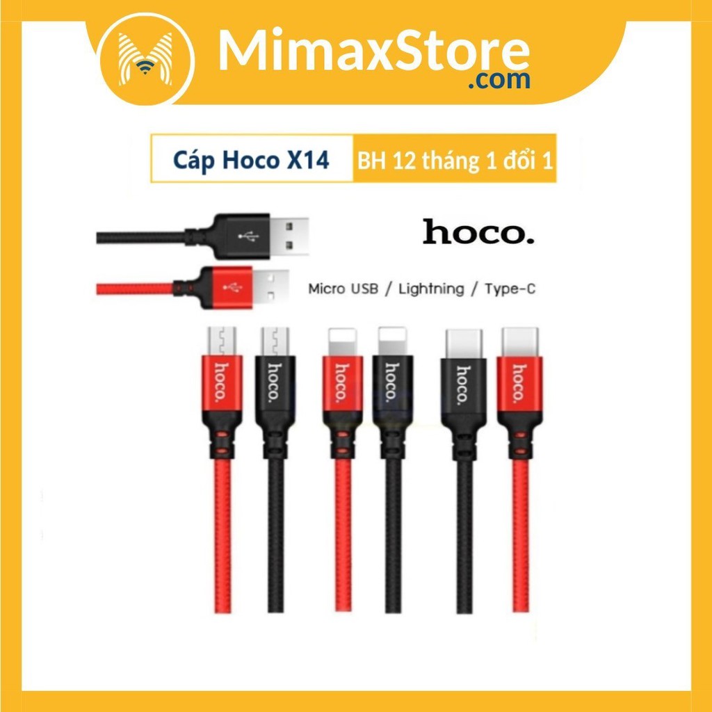 Cáp Sạc iPhone / Micro / Type C Hoco X14 Siêu Bền - Hàng Chính Hãng - BH 1 NĂM