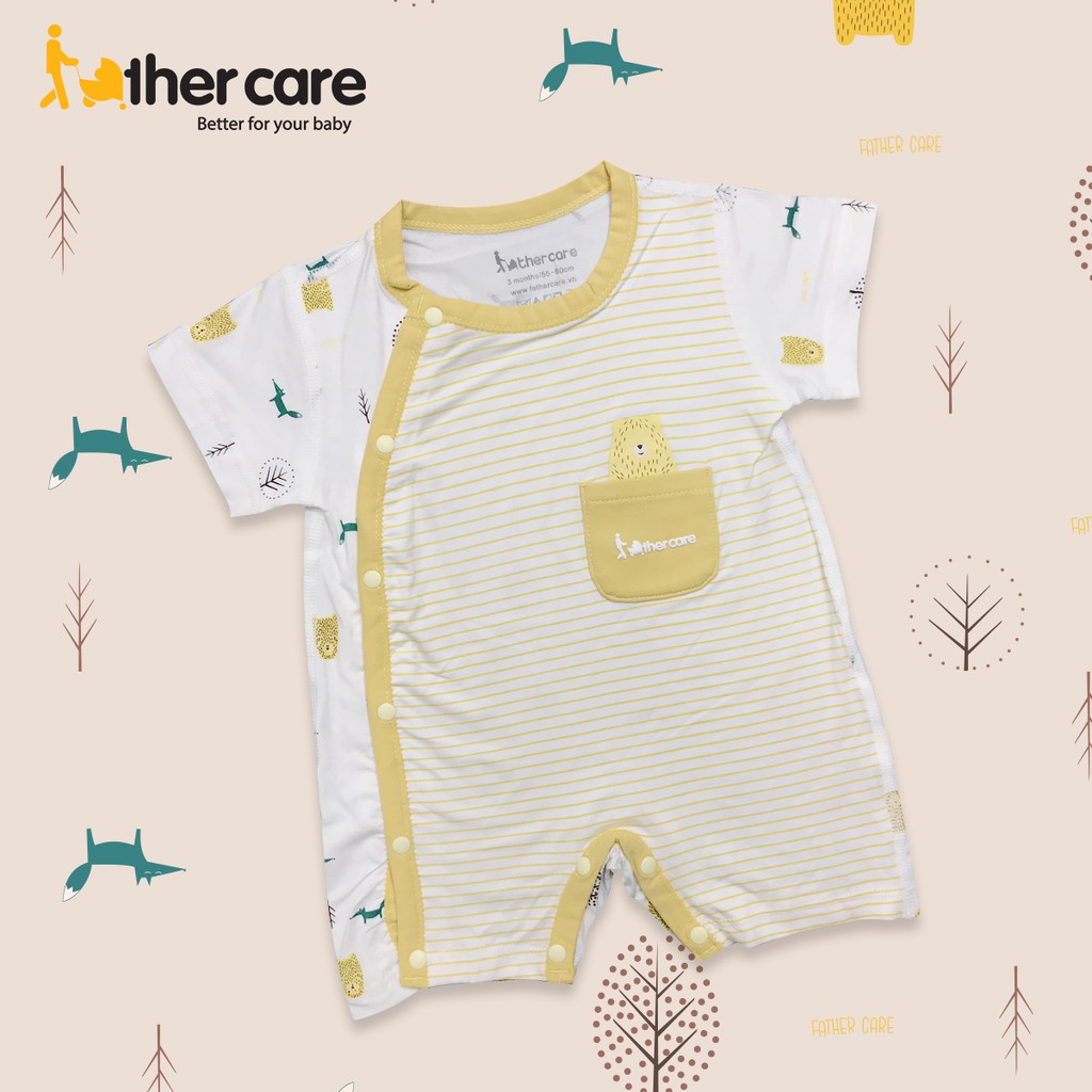 [Mã LT50 giảm 50k đơn 250k] Body Cộc Tay sơ sinh họa tiết Gấu Cáo cài lệch HT-Kẻ - FatherCare FC781