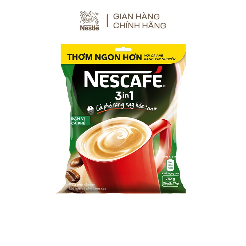 [Tặng 1 túi du lịch] Combo 3 bịch cà phê rang xay hòa tan Nescafé 3in1 đậm vị cà phê (Bịch 46 gói x 17g) | BigBuy360 - bigbuy360.vn