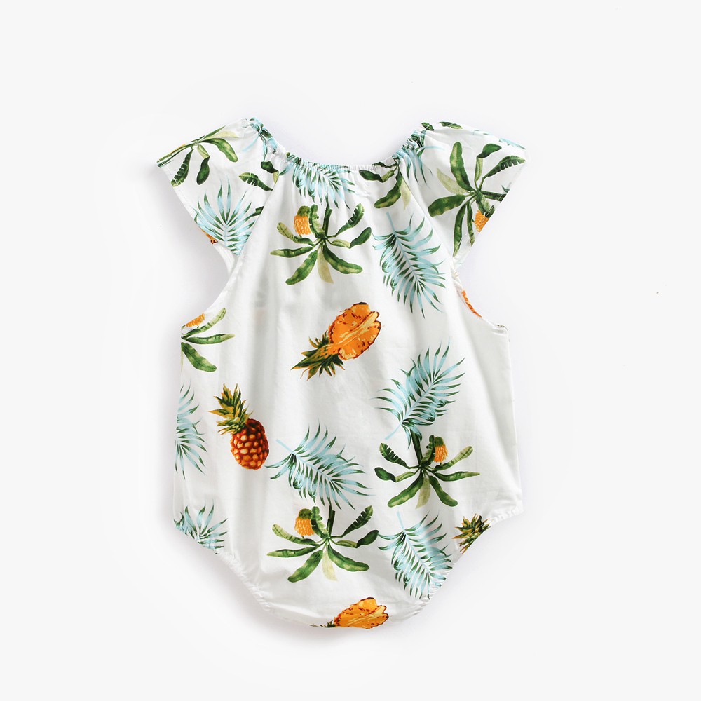 Bộ Áo Liền Quần Sanlutoz Bằng Chất Liệu Cotton In Họa Tiết Trái Dứa Thời Trang Mùa Hè Dành Cho Bé Gái