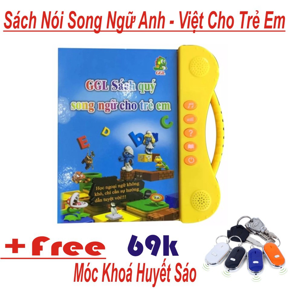 Sách Nói Điện Tử Song Ngữ Anh - Việt Giúp Trẻ Học Tốt Tiếng Anh Mới 2018 + Tặng Móc Khoá Huyết Sáo Thông Minh