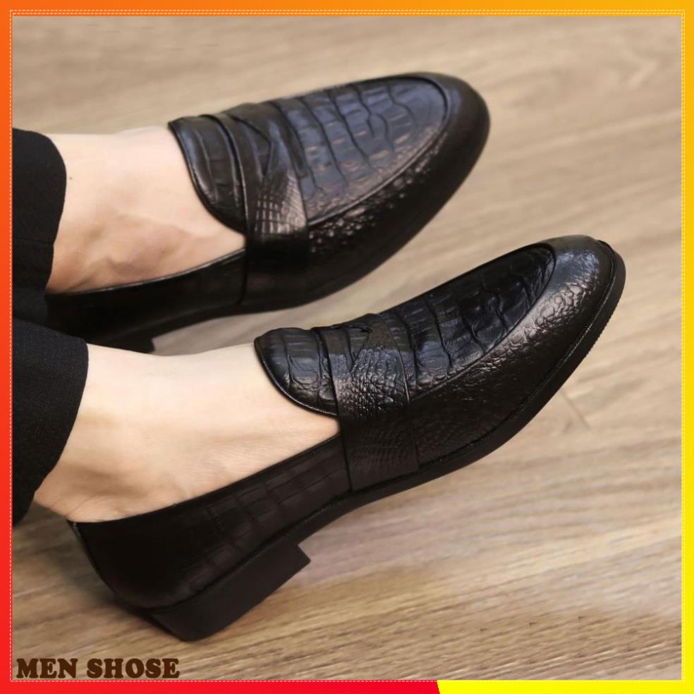 Giày Lười Nam Dập Vân Cá Sấu  đế khâu bền bỉ _ mã x091