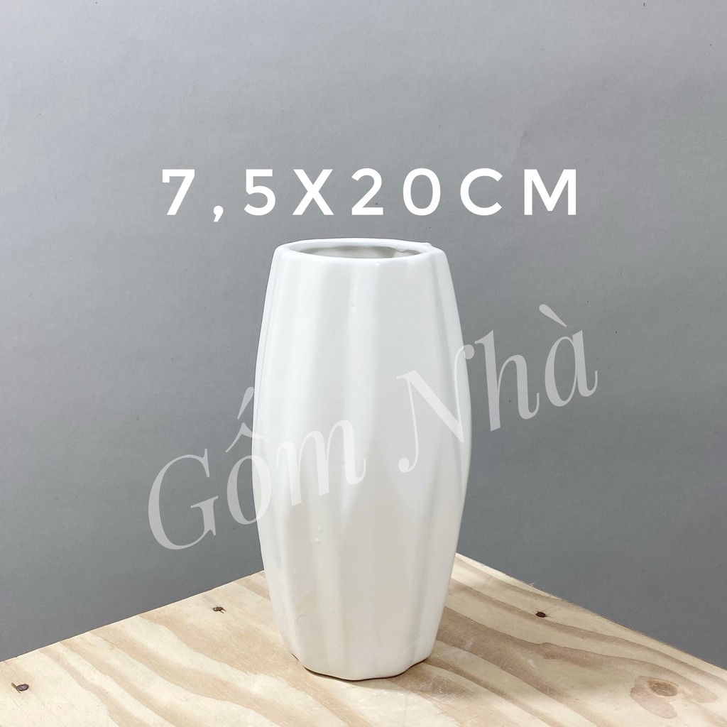 Lọ Hoa Trang Trí Decor Men Trắng Pastel Bình Bông Bát Tràng