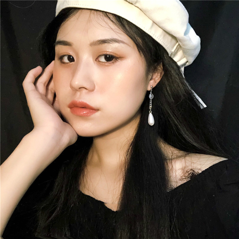 Khuyên Tai Dáng Dài Đính Ngọc Trai Phong Cách Hàn Quốc 22642 Mới