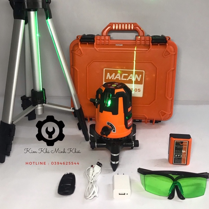 [sịn] Máy cân bằng laser MACAN 5 tia xanh 2 pin| Máy cân mực lazer | Máy bắn cốt chính hãng
