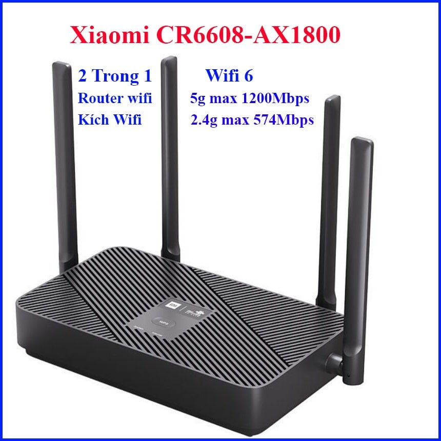 Bộ phát wifi router wifi Xiaomi CR6608 chuẩn WIFI 6 AX1800 Mesh Lan Gigabit 4 anten mesh ax6s cr6608