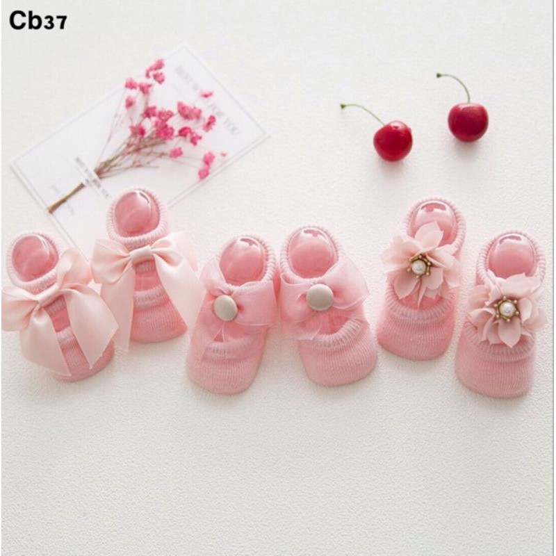 Tất hài nơ có chống trượt cho bé gái