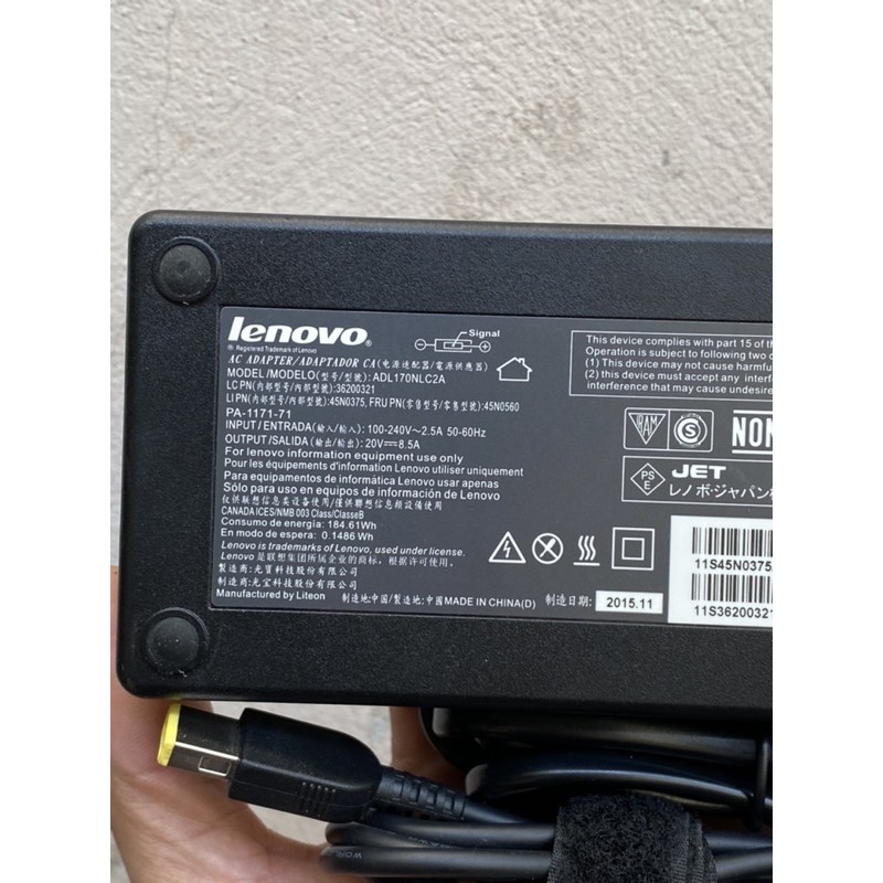 Sạc laptop lenovo 20V 8.5A (xịn) chính hãng zin bóc máy