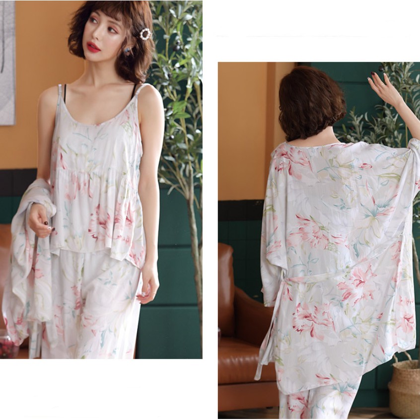 Bộ Mặc Nhà 3 Chi Tiết Vải Linen ( Hàng Xịn Có Size) CT110