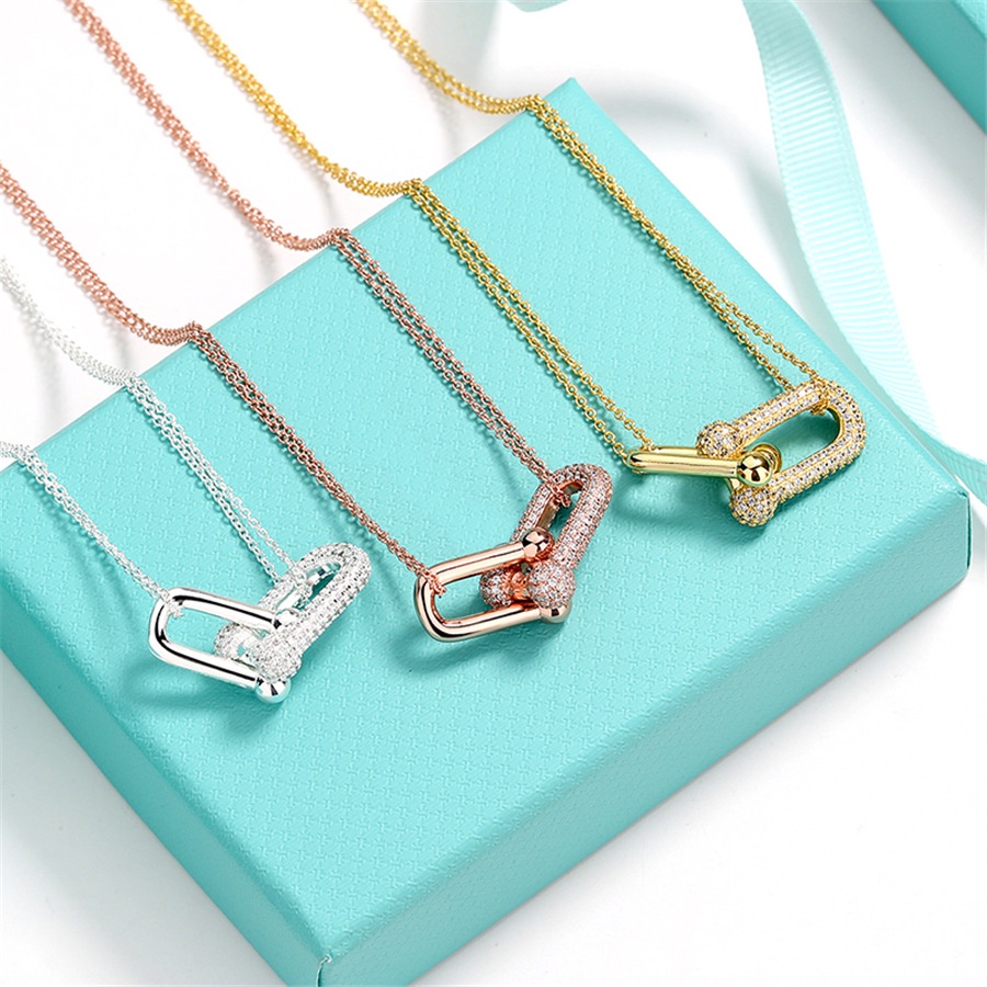 Vòng cổ Mạ Bạc 925 Mặt Chữ U Đính Đá Zircon Phong Cách Âu Mỹ Thời Trang Cho Nữ | Bán Sỉ Bất Cứ Thứ Gì