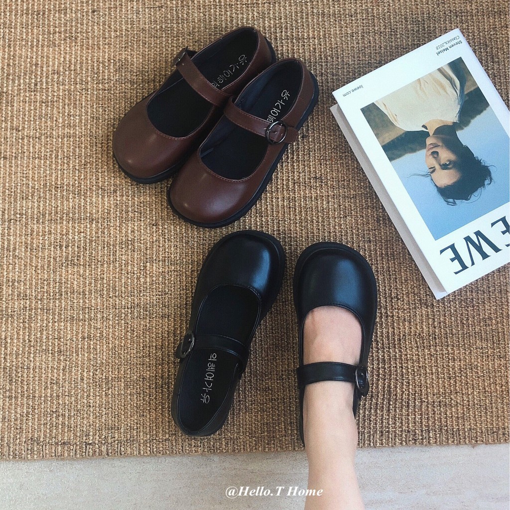 (2 MÀU) Giày đế bằng ulzzang oxford nữ dáng LOLITA nhật bản búp bê trẻ trung cute đơn giản màu đen/nâu đẹp xinh